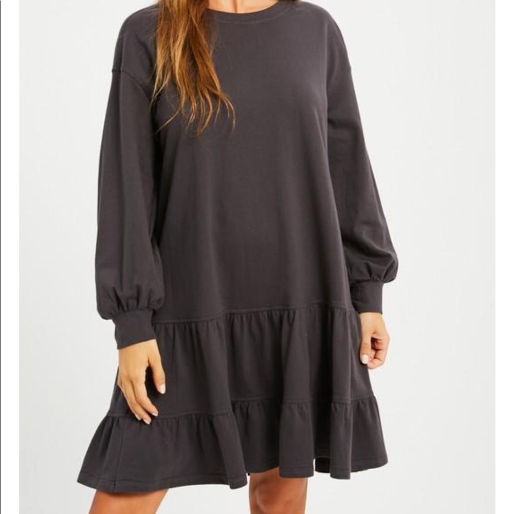 Tiered soft cotton sweatshirt dress
